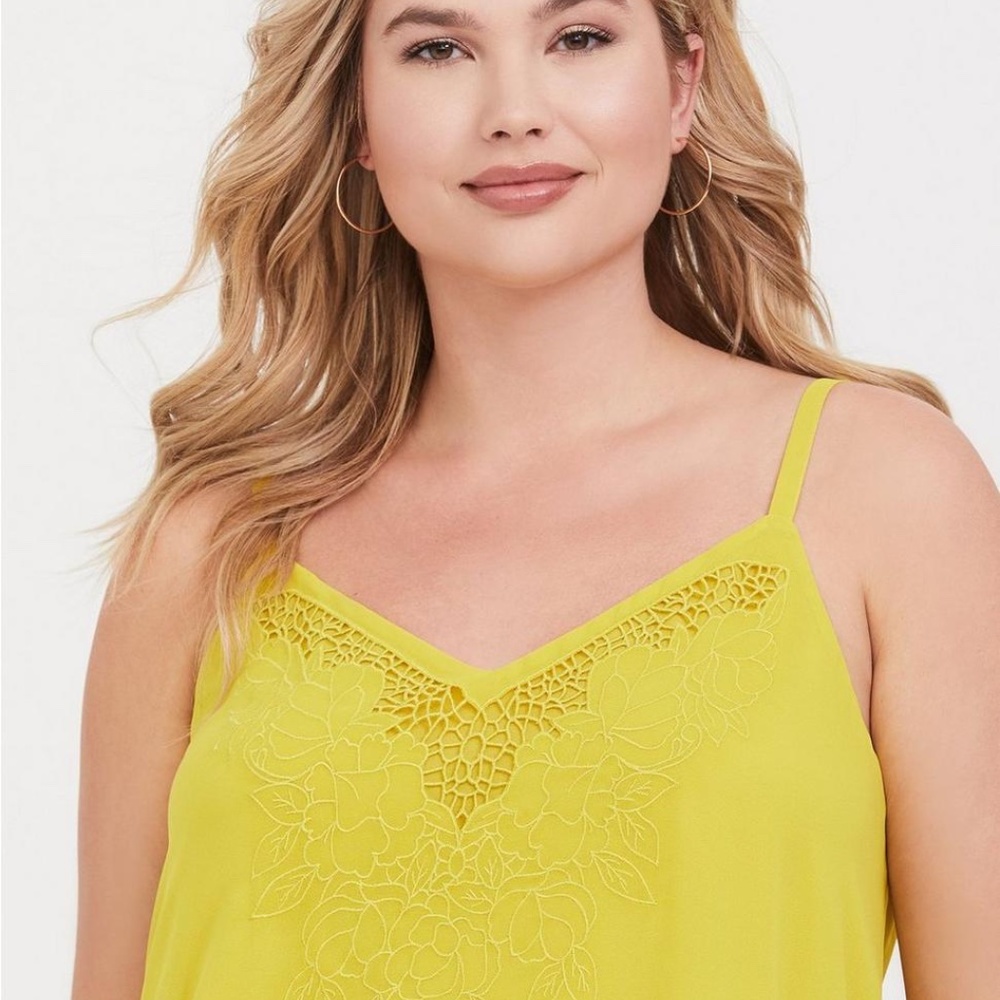 Torrid Yellow Sophie Chiffon Embroidered Swing Cami